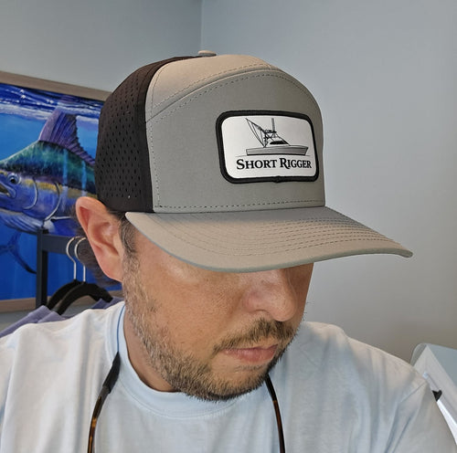 Black & Gray 10/10 Sportfish Patch 7 Panel Hat
