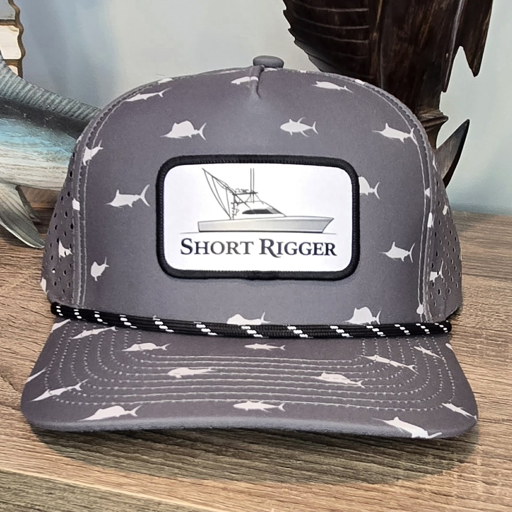 Gray 10/10 Sportfish Patch Rope Hat