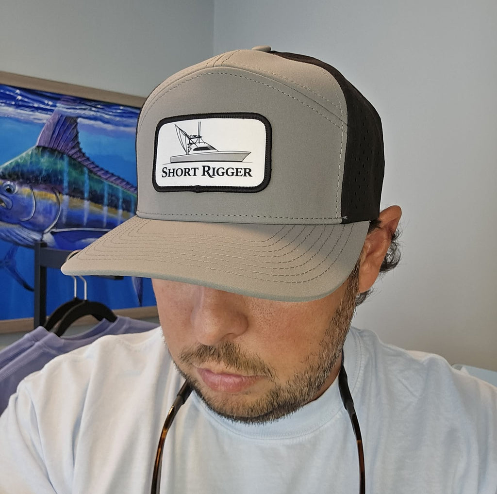 Black & Gray 10/10 Sportfish Patch 7 Panel Hat