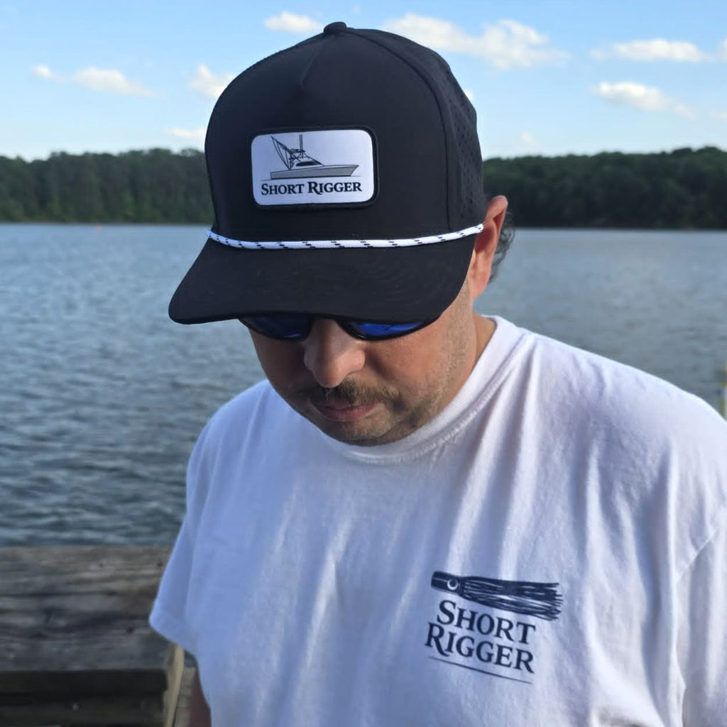 Black 10/10 Sportfish Patch Rope Hat