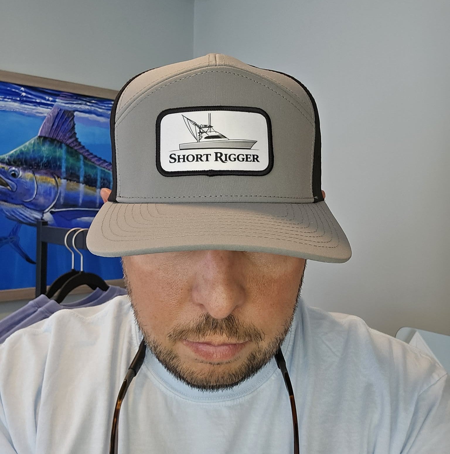 Black & Gray 10/10 Sportfish Patch 7 Panel Hat